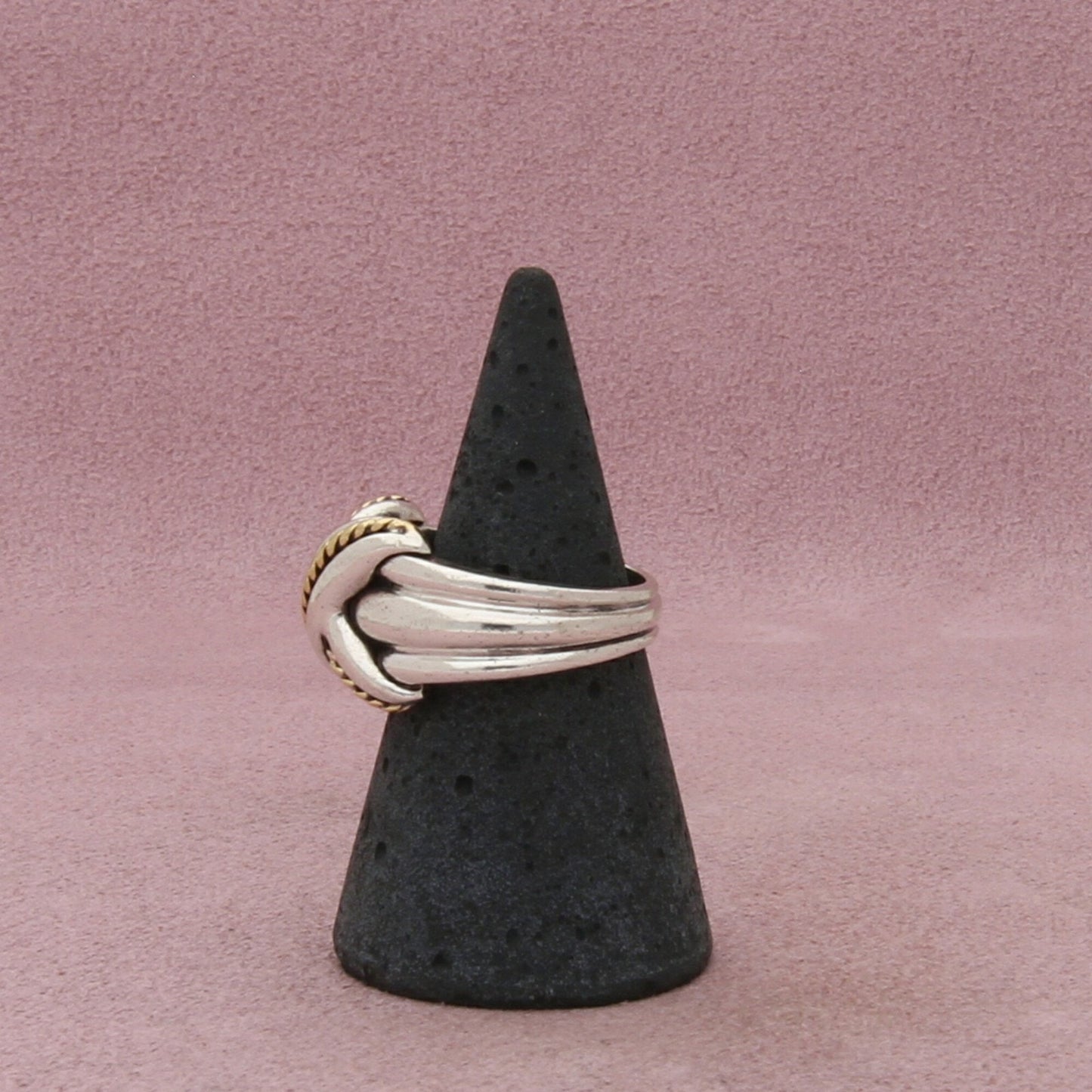tiffany & co sterling silver & 18k gold vintage x crossover ring size 6.5