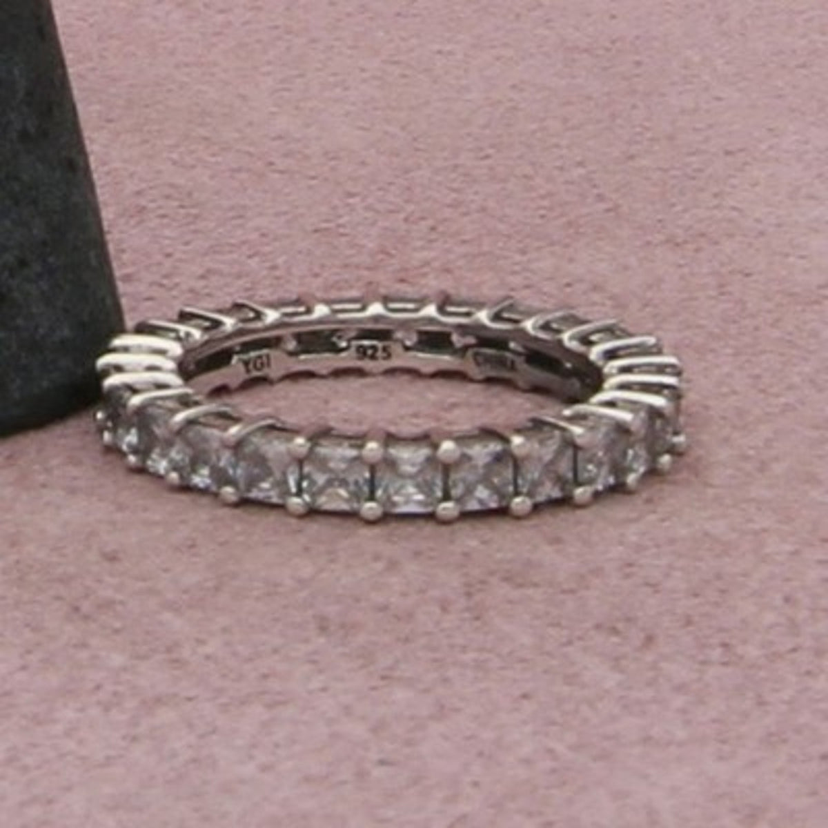 Sterling Silver Princess-Cut Cz Eternity Stack Band Ring Size 5.75