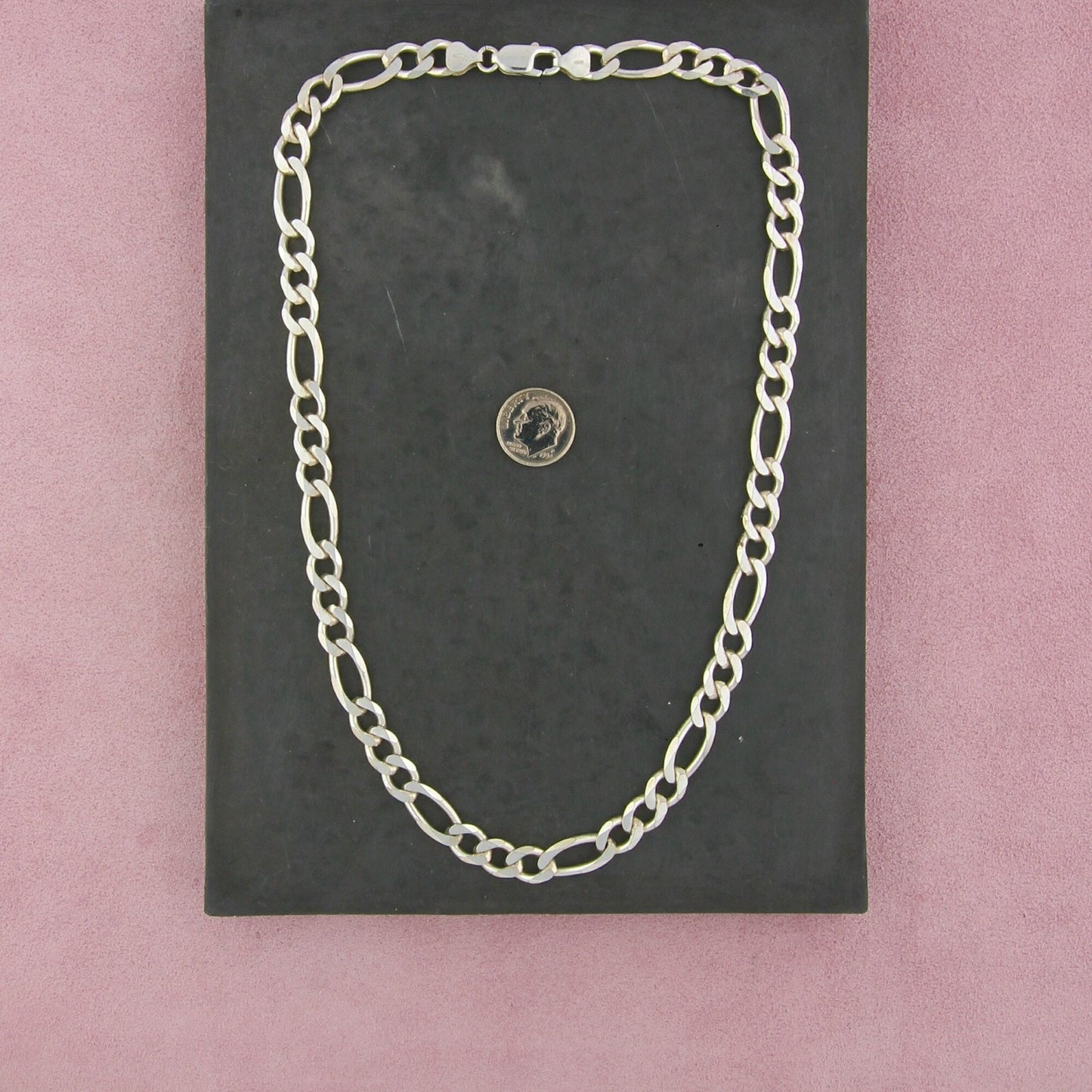 sterling silver mens italian 9mm figaro chain necklace size 19.75in