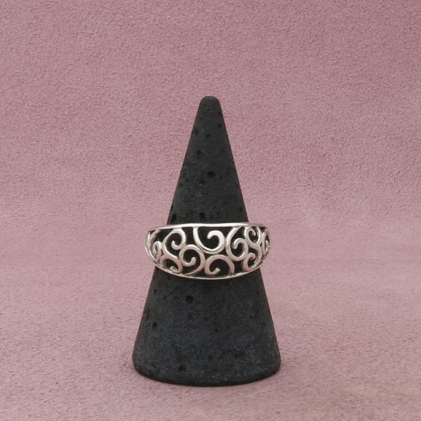 sterling silver open scroll dome ring size 8