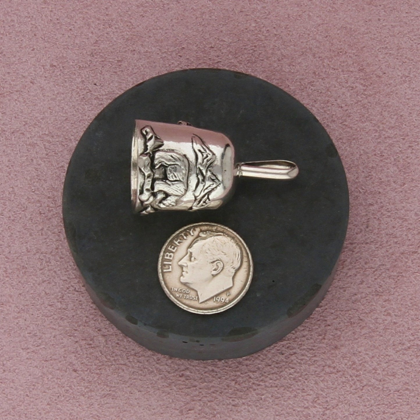 sterling silver vintage alaska bear bell (rings) pendant
