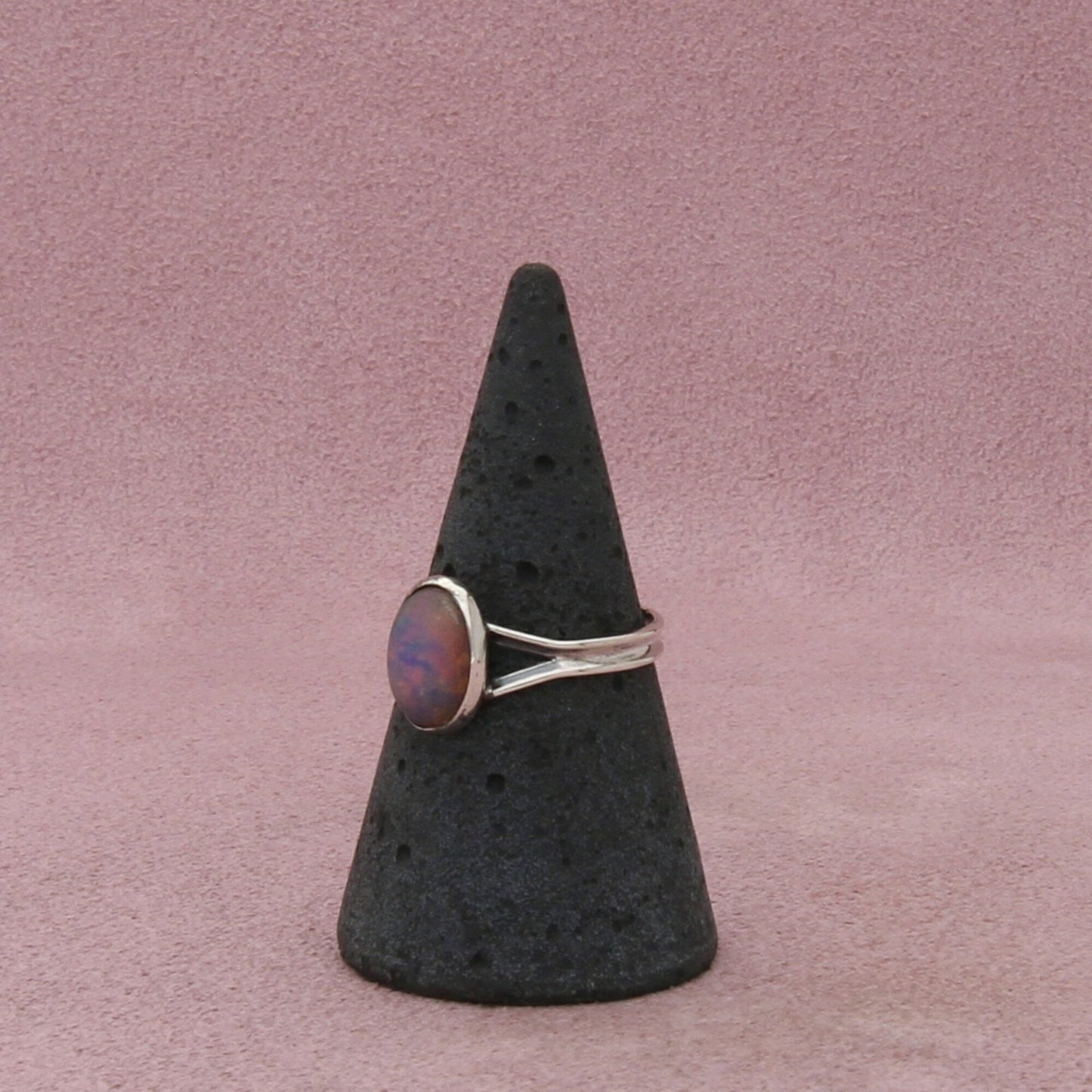 sterling silver vintage art deco foil art opal ring size 7