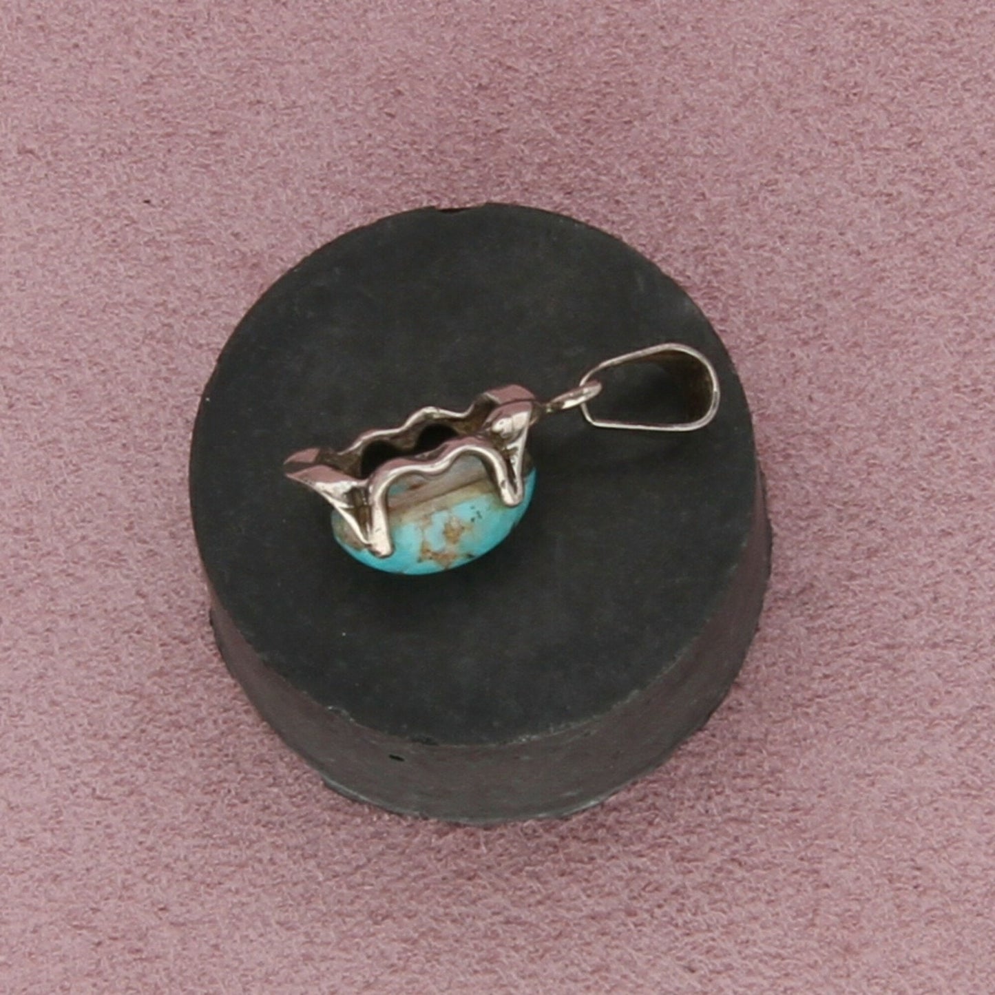 mexico sterling silver vintage prong-set turquoise pendant