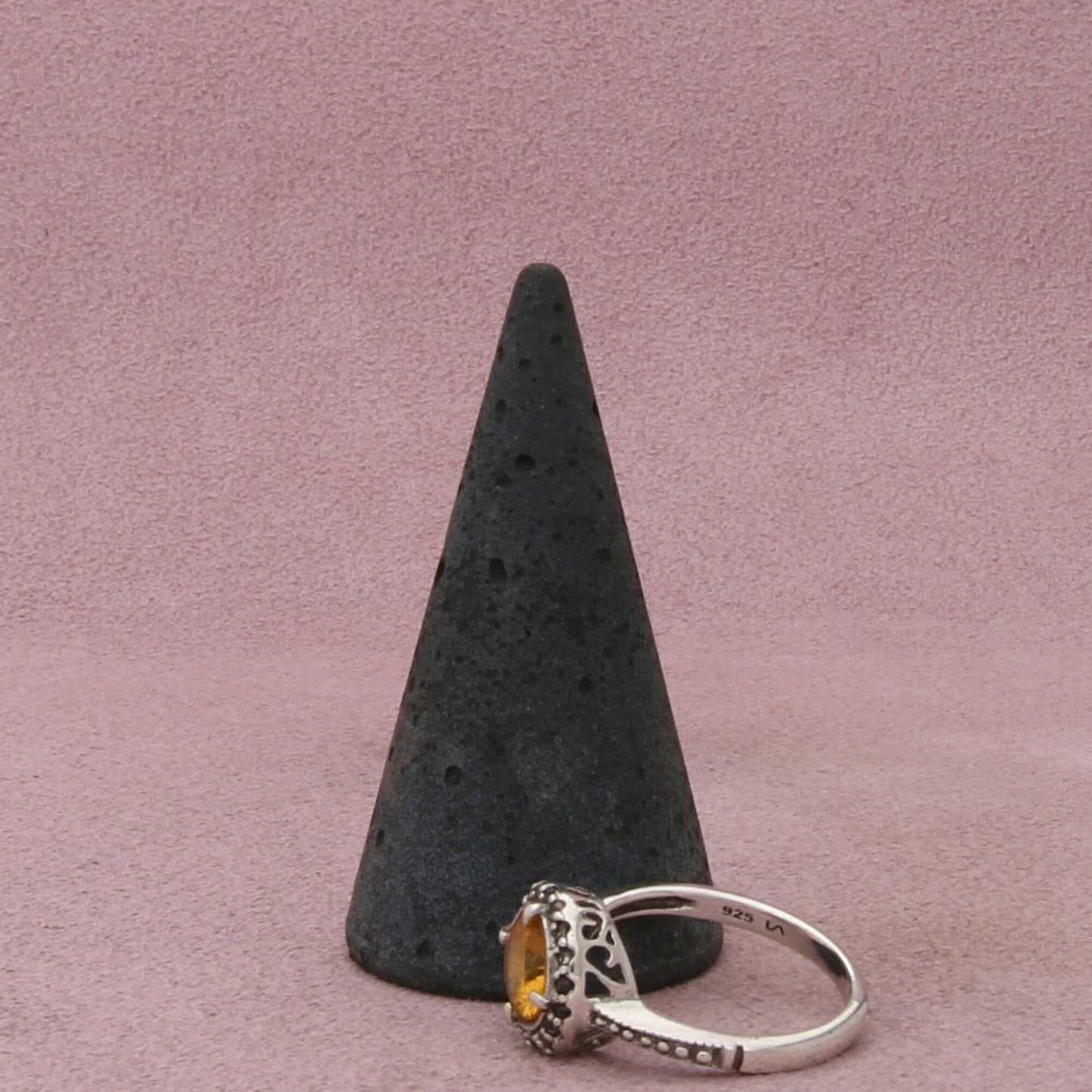 sterling silver yellow sapphire & cz halo ring size 7