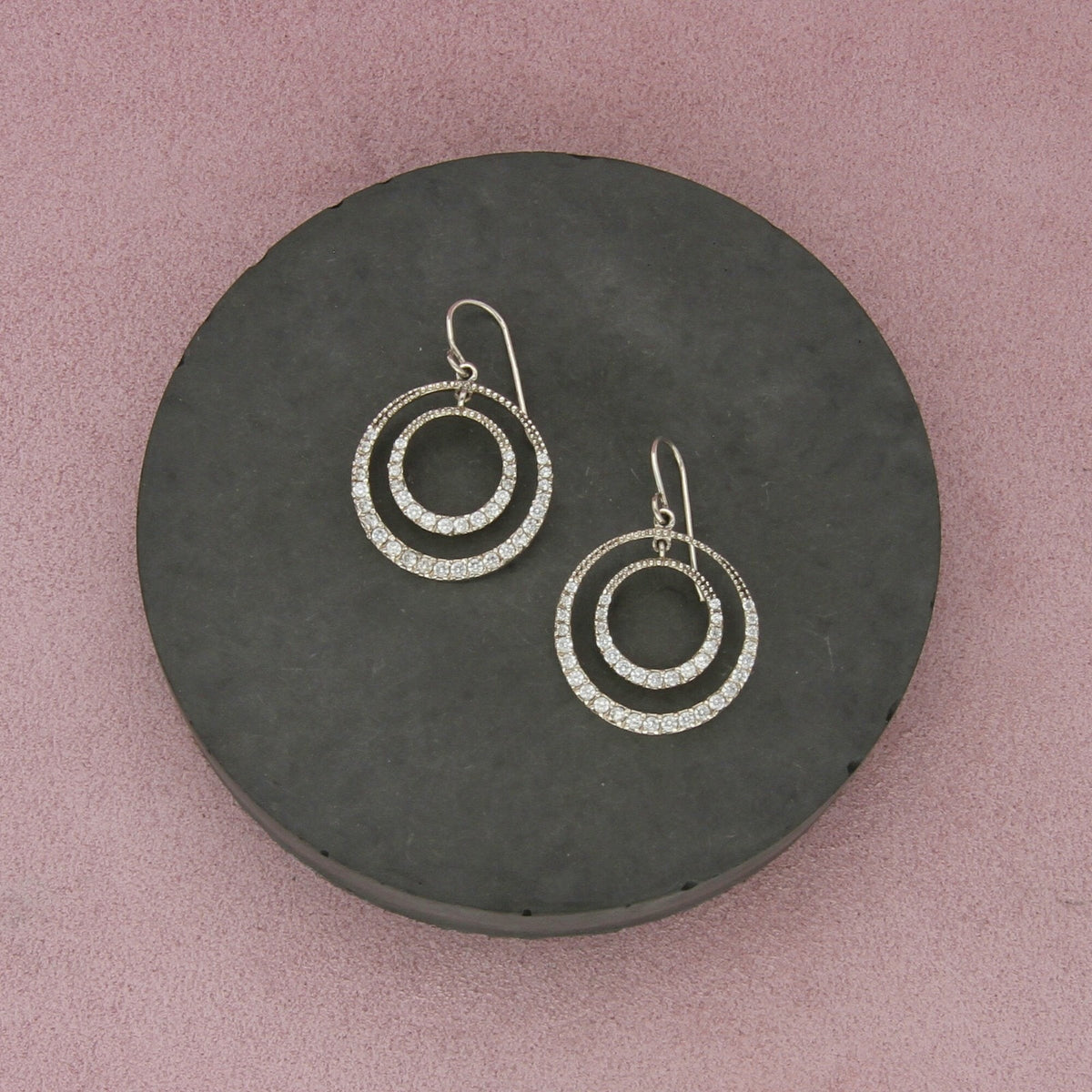 sterling silver cz cascading rings dangle earrings