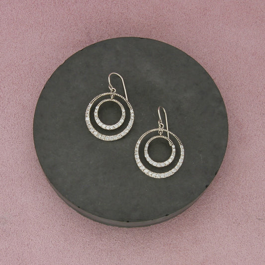 sterling silver cz cascading rings dangle earrings