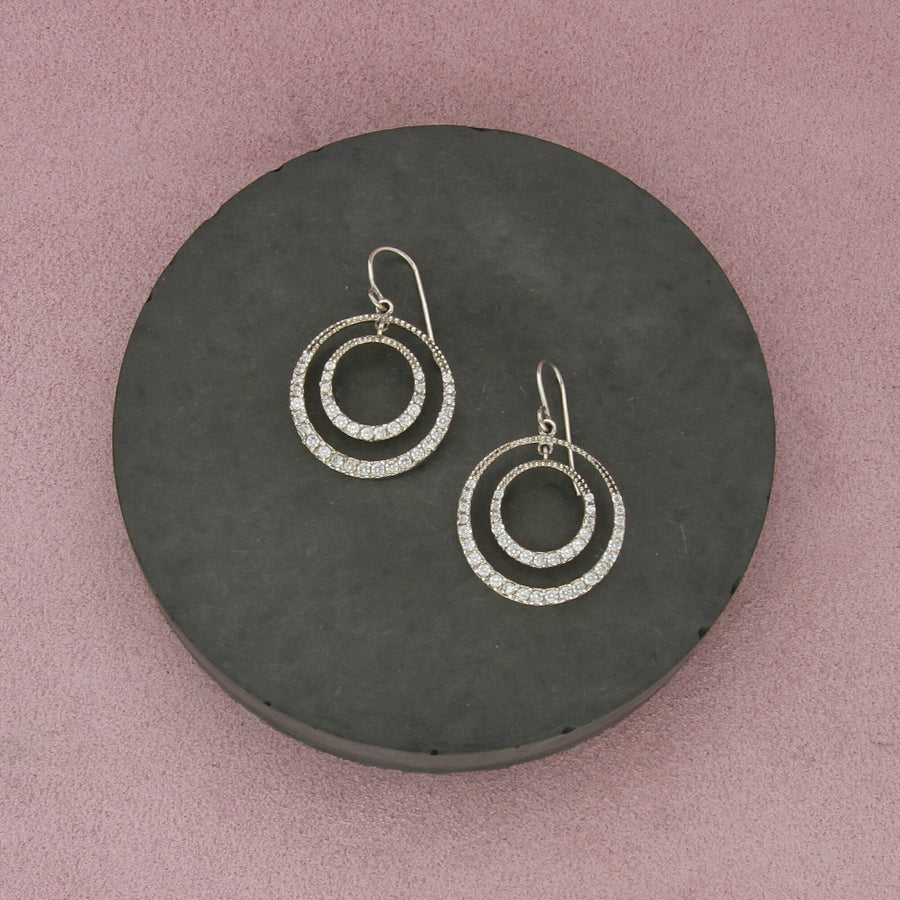 sterling silver cz cascading rings dangle earrings