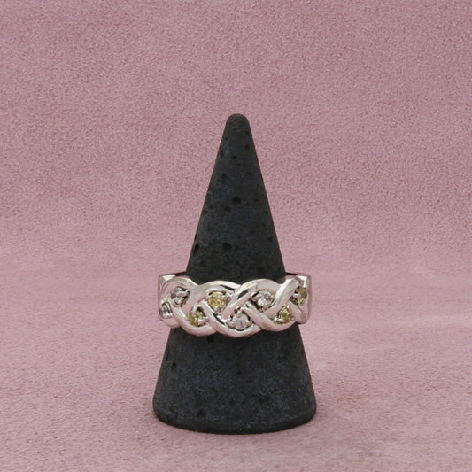 sterling silver braided round-cut cz band ring size 10.5