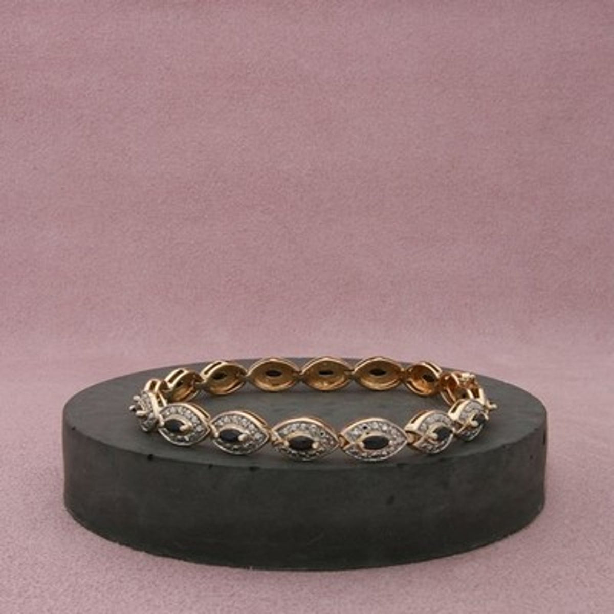 Ross Simons Sterling Silver Gold Plate Blue Sapphire Tennis Bracelet Size 7in