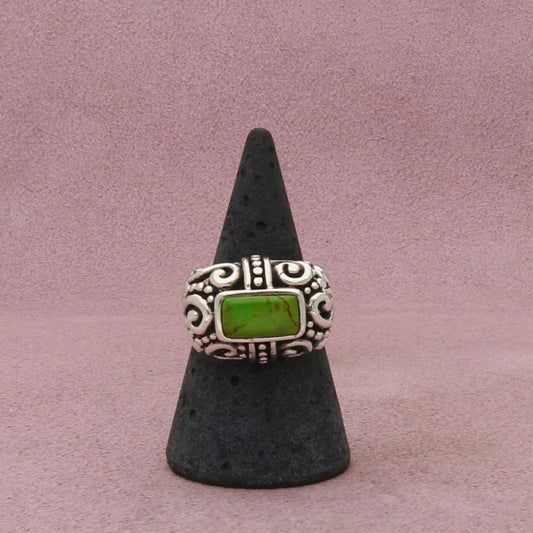 sterling silver chunky gaspeite scroll ring size 7.75
