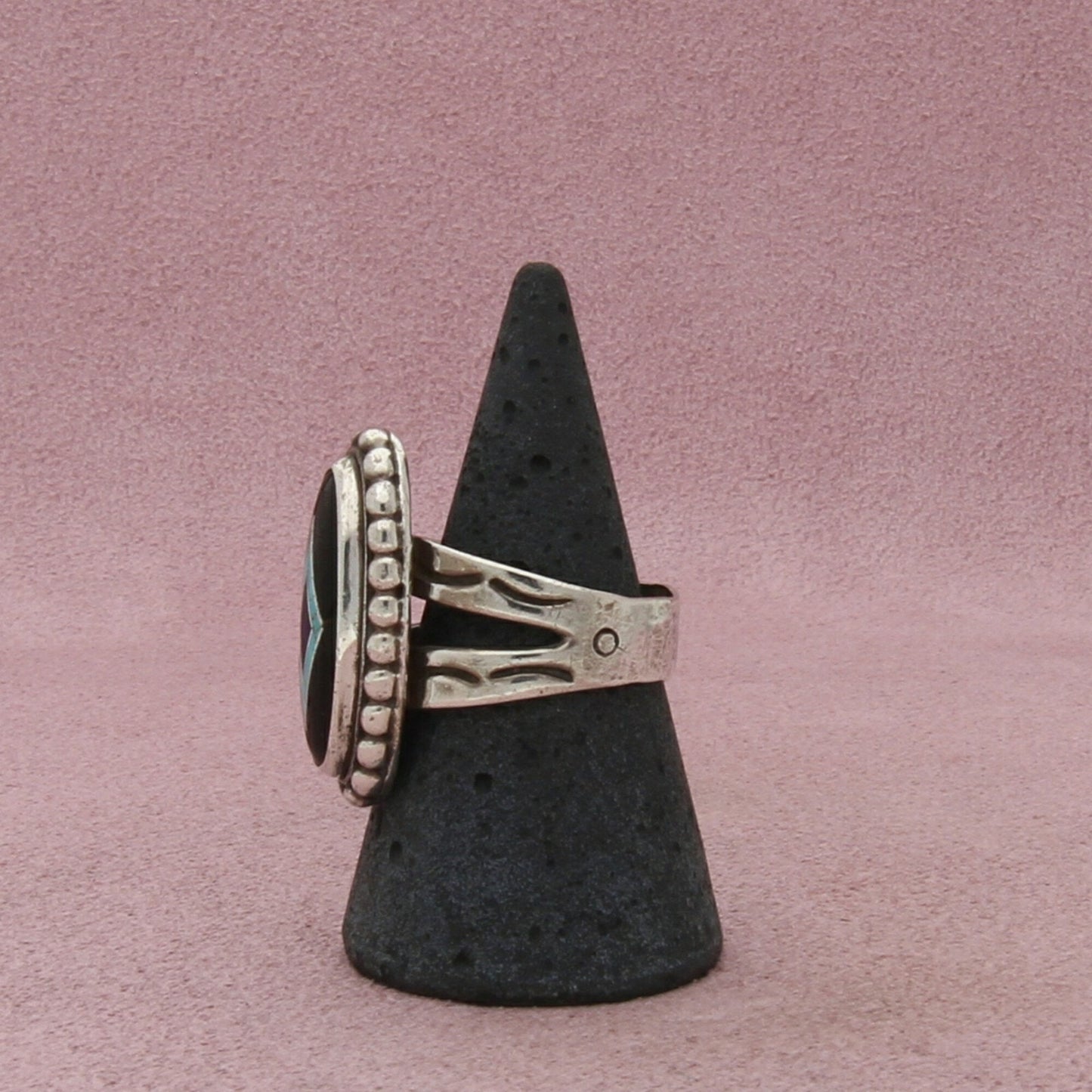 carolyn pollack sterling silver southwestern turquoise onyx inlay ring size 8