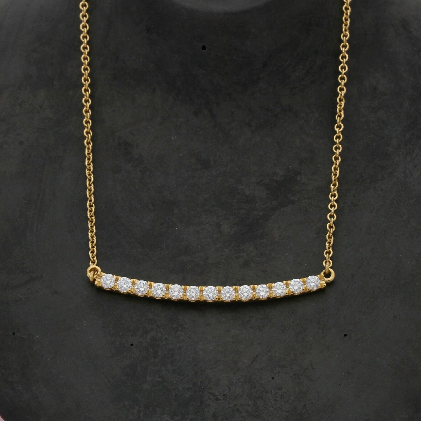 bony levy 18k yellow gold 0.42 ct diamond bar necklace size 17-19in