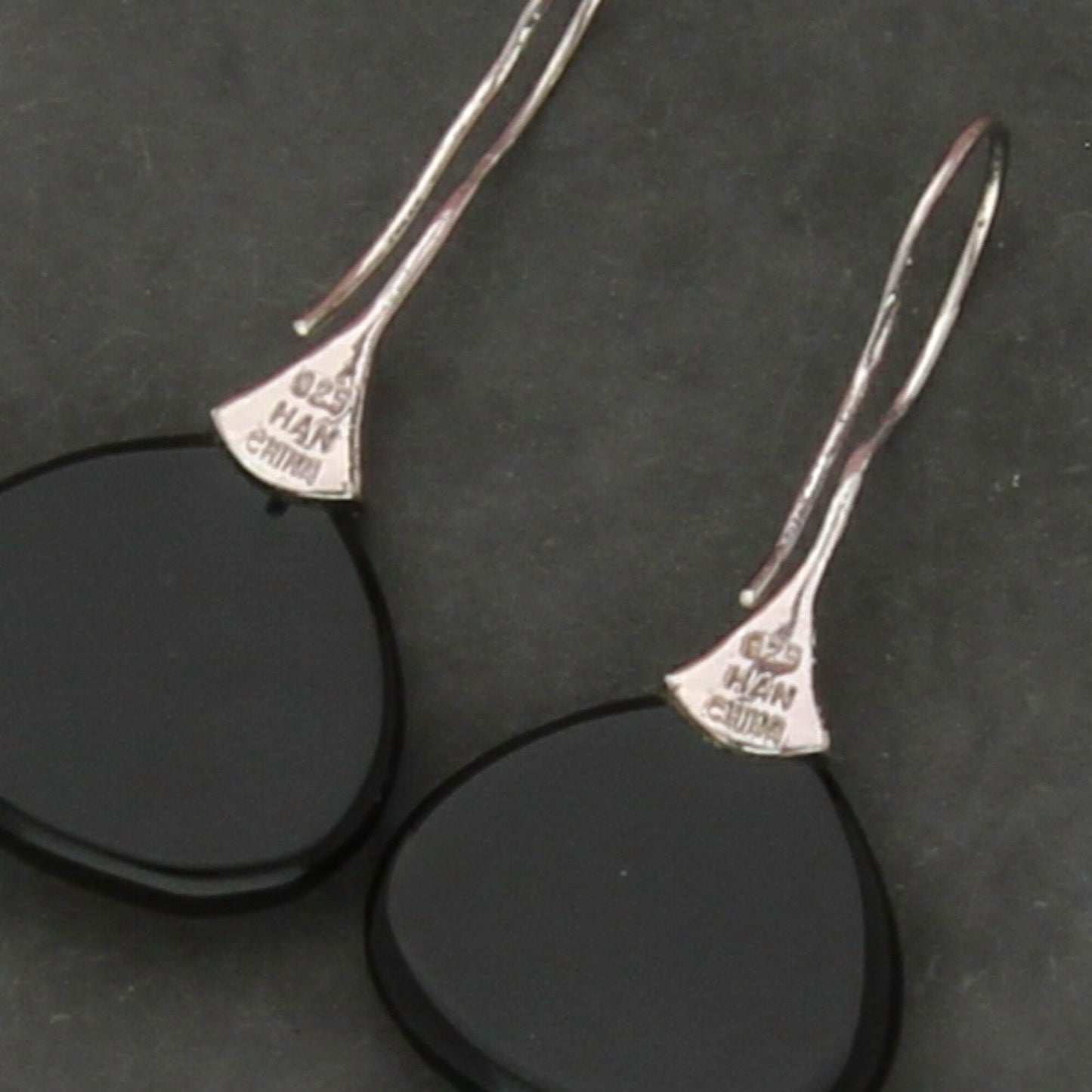sterling silver black onyx hammered french-hook dangle earrings