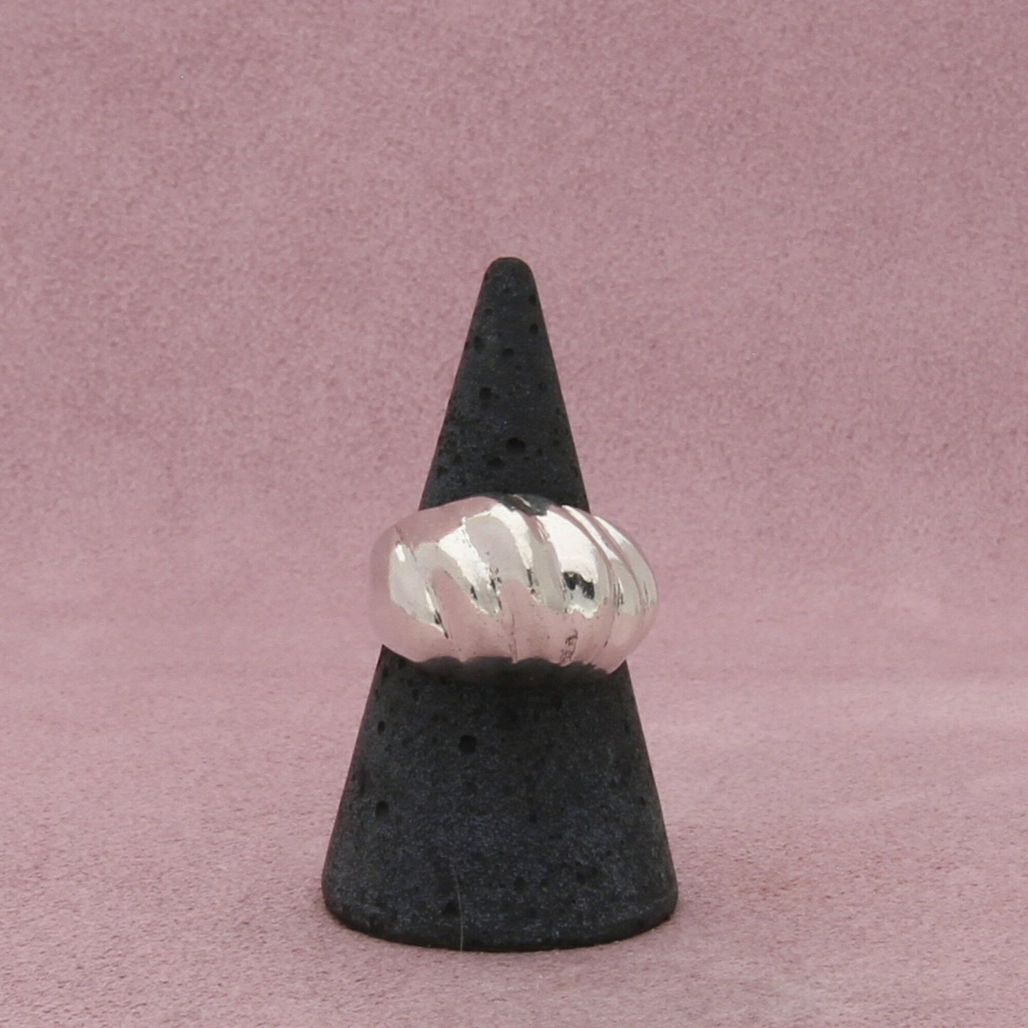 sterling silver vintage chunky scalloped dome ring size 6.75