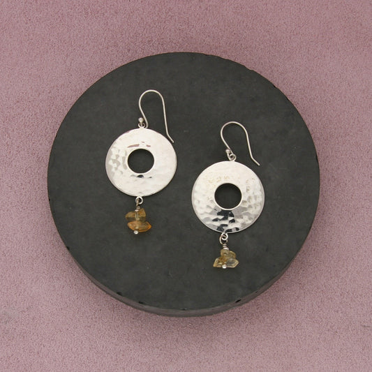 avi soffer sterling silver hammered citrine bead dangle earrings
