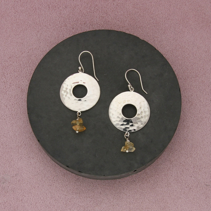 avi soffer sterling silver hammered citrine bead dangle earrings
