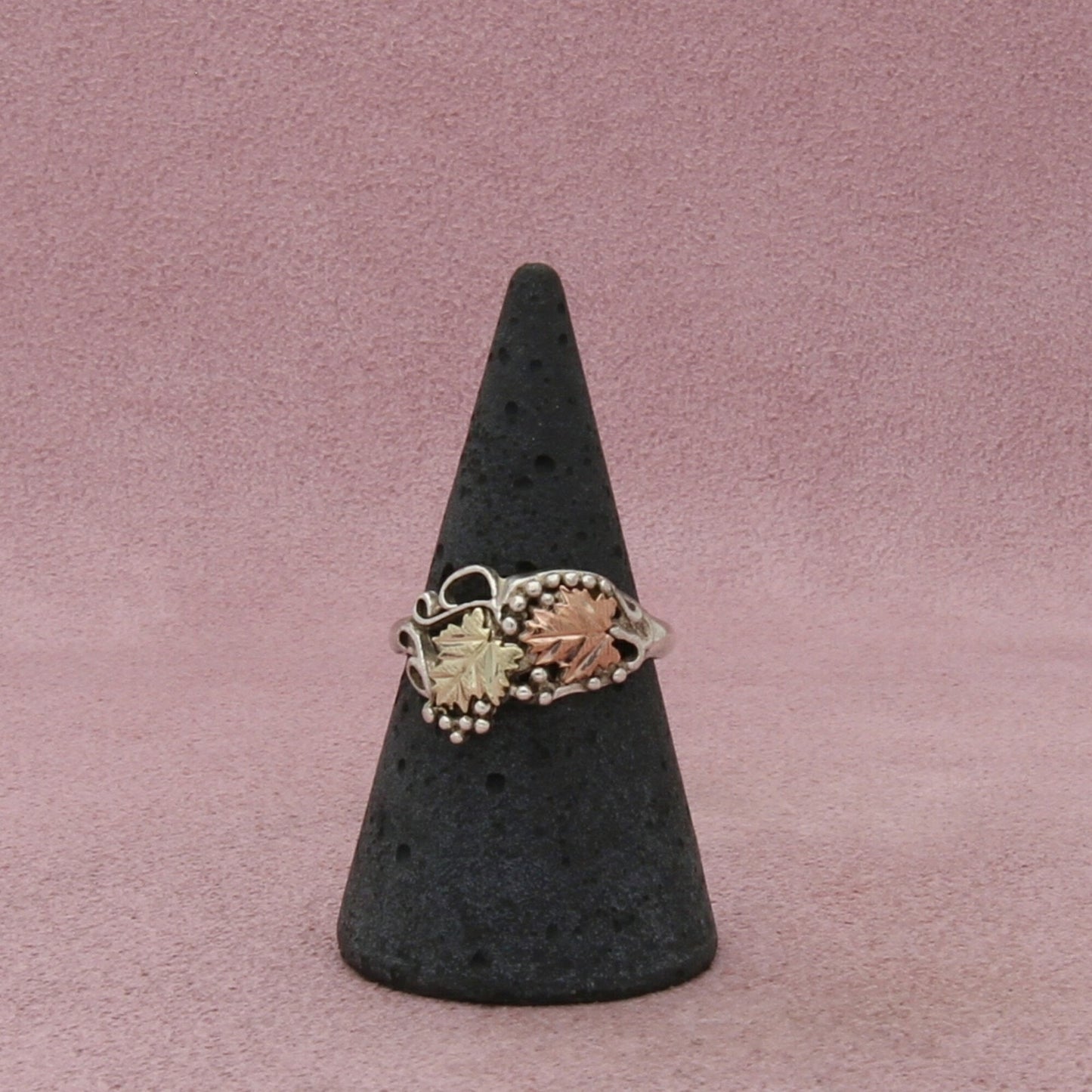 black hills sterling silver & 12k gold leaves ring size 8