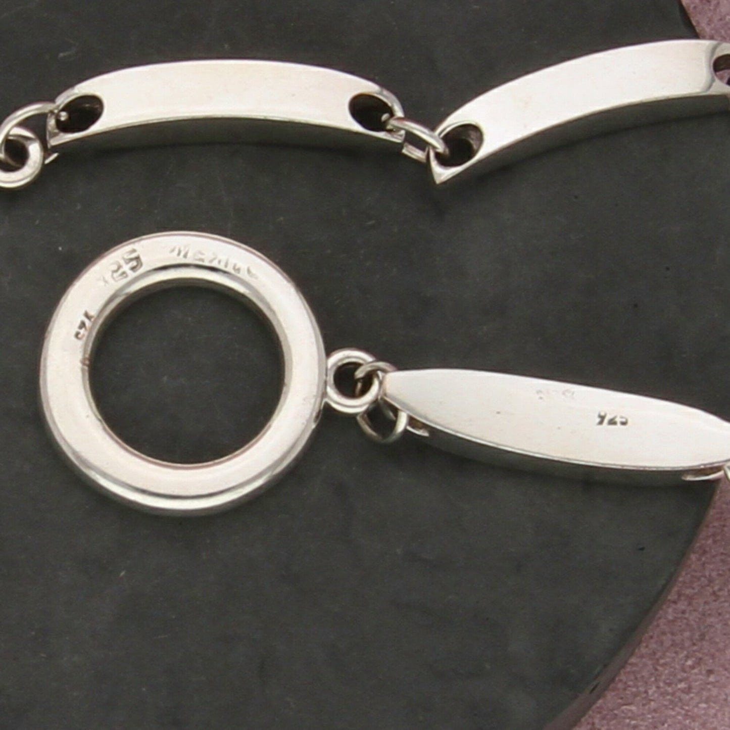 sterling silver chunky bar link toggle bracelet size 6.25in