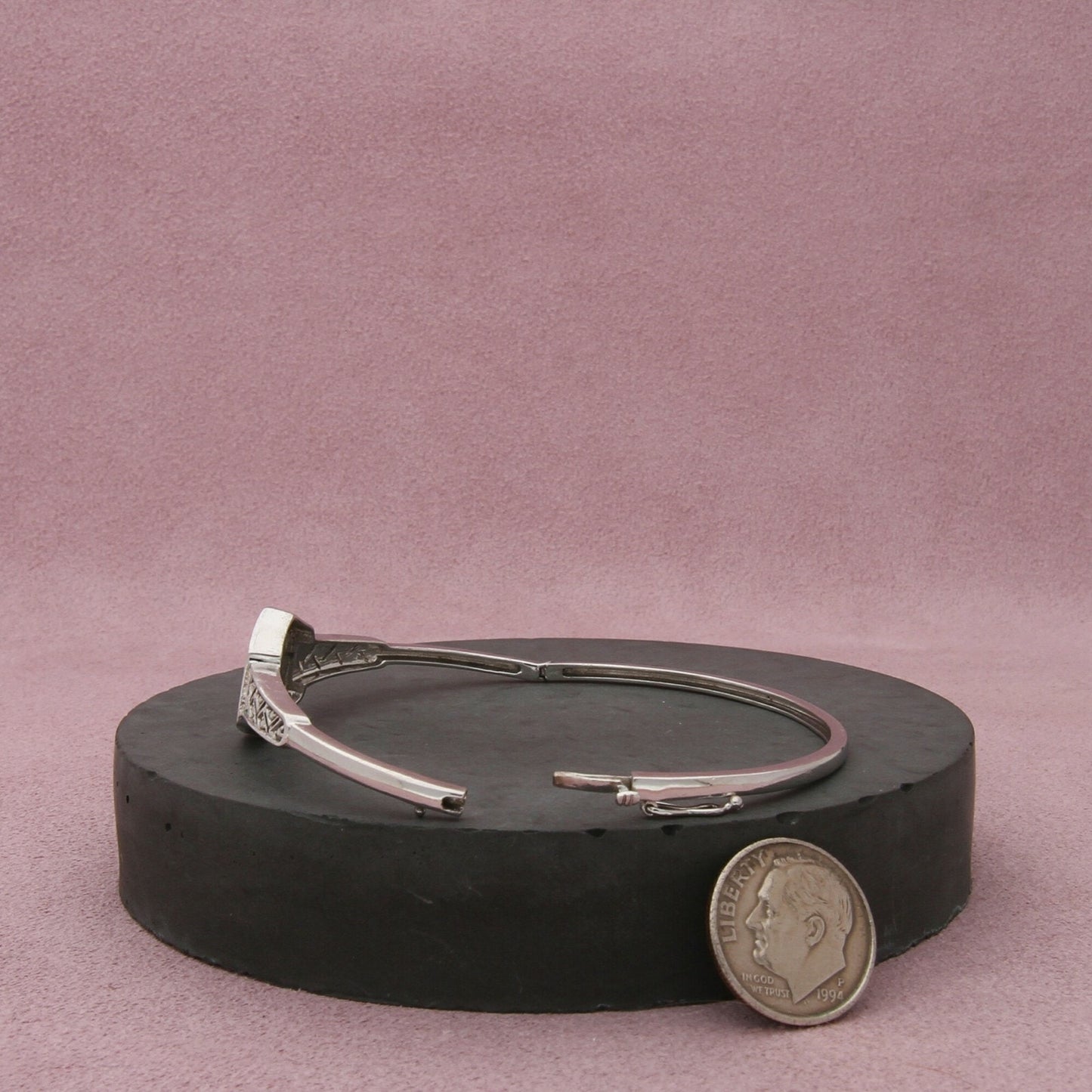 danbury mint sterling silver diamond dallas cowboys bangle bracelet size 7in