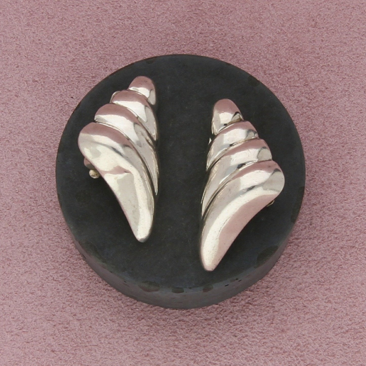 sterling silver vintage scalloped triangular clip-on earrings