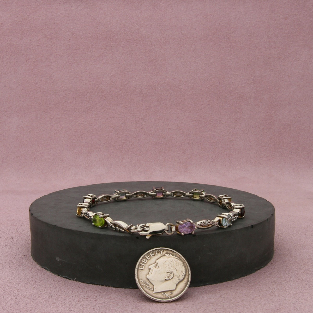 sterling silver amethyst topaz garnet citrine peridot bracelet size 7in
