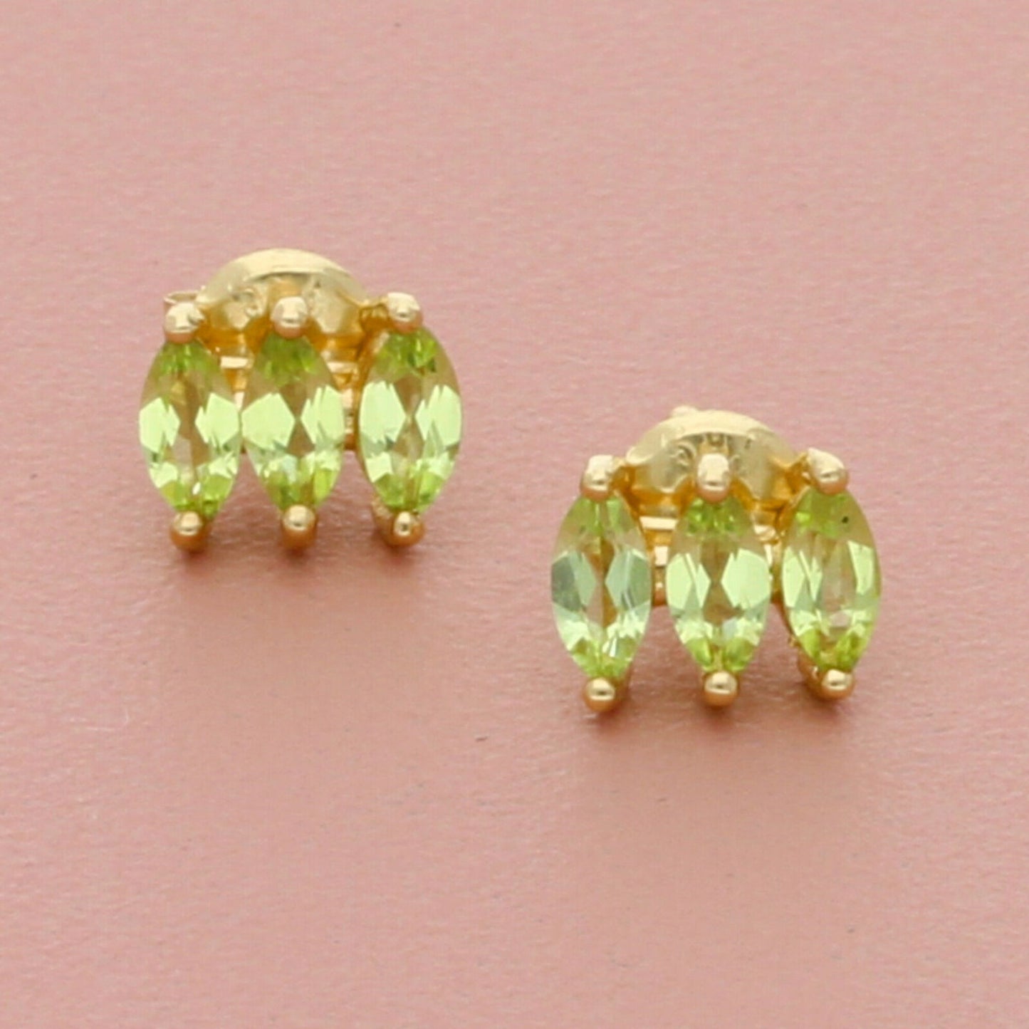 bony levy 14k yellow gold marquise-cut peridot stud earrings