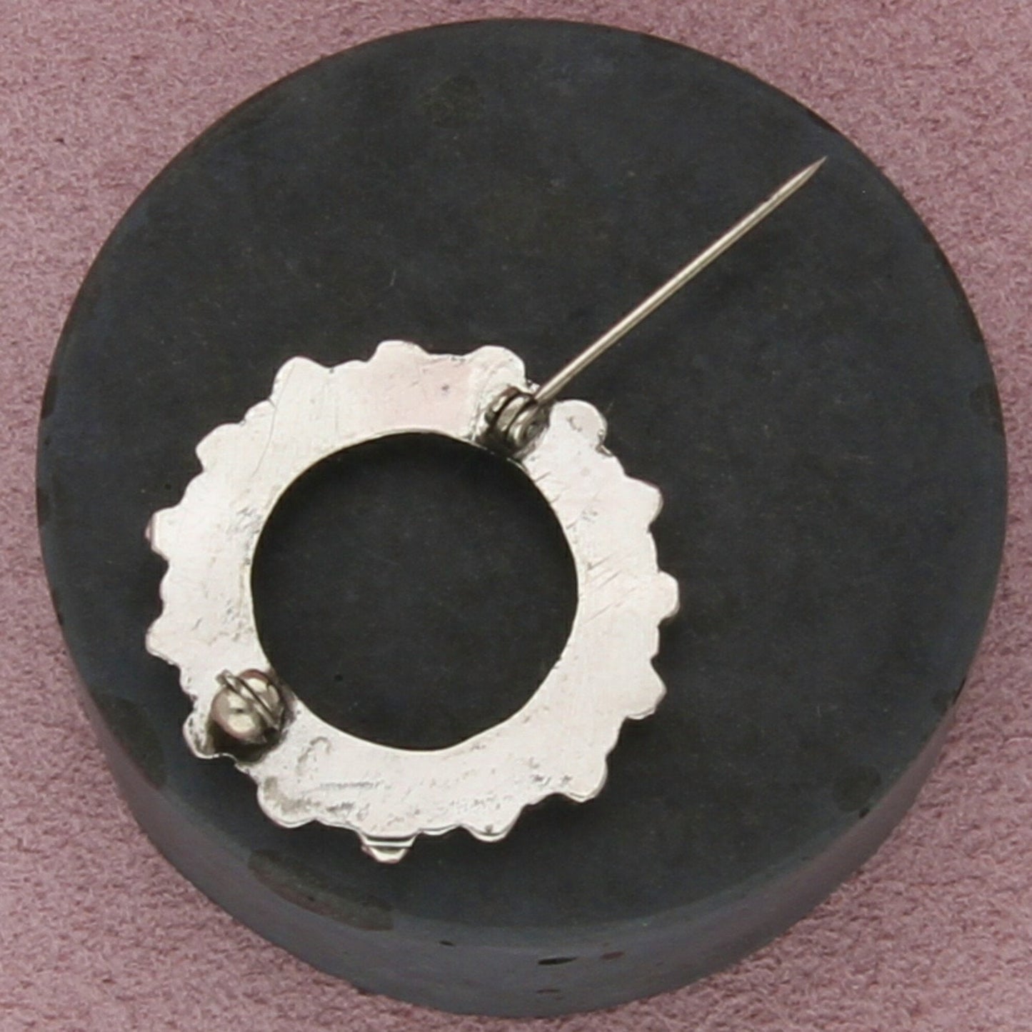 zuni sterling silver vintage snake eye turquoise circle brooch