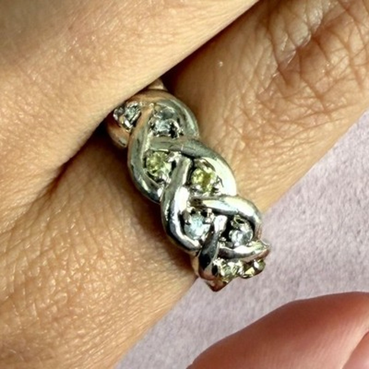 Sterling Silver Braided Round-Cut Cz Band Ring Size 10.5