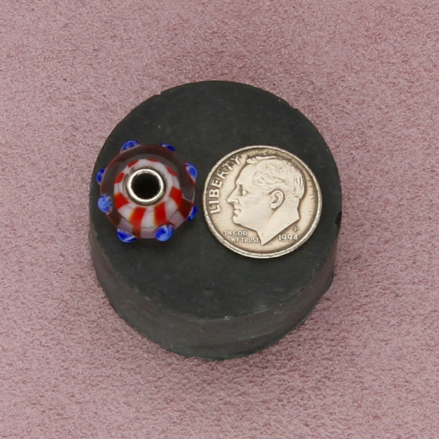 trollbeads sterling silver star spangled red white blue murano glass bead charm
