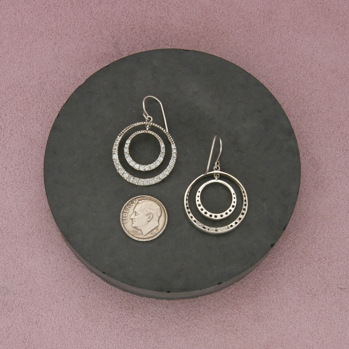 sterling silver cz cascading rings dangle earrings