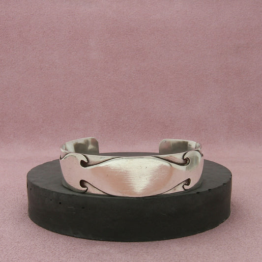 sterling silver vintage tribal overlay id cuff bracelet size 6.25in