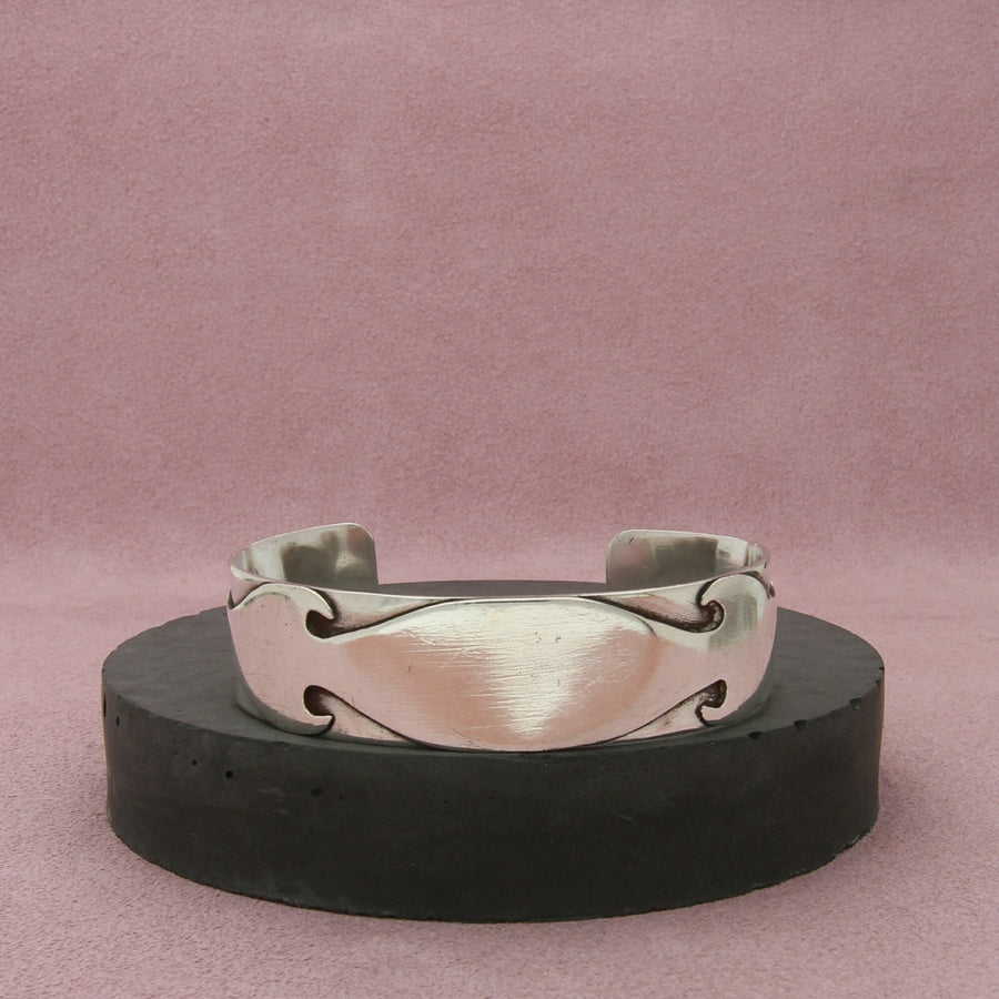 sterling silver vintage tribal overlay id cuff bracelet size 6.25in