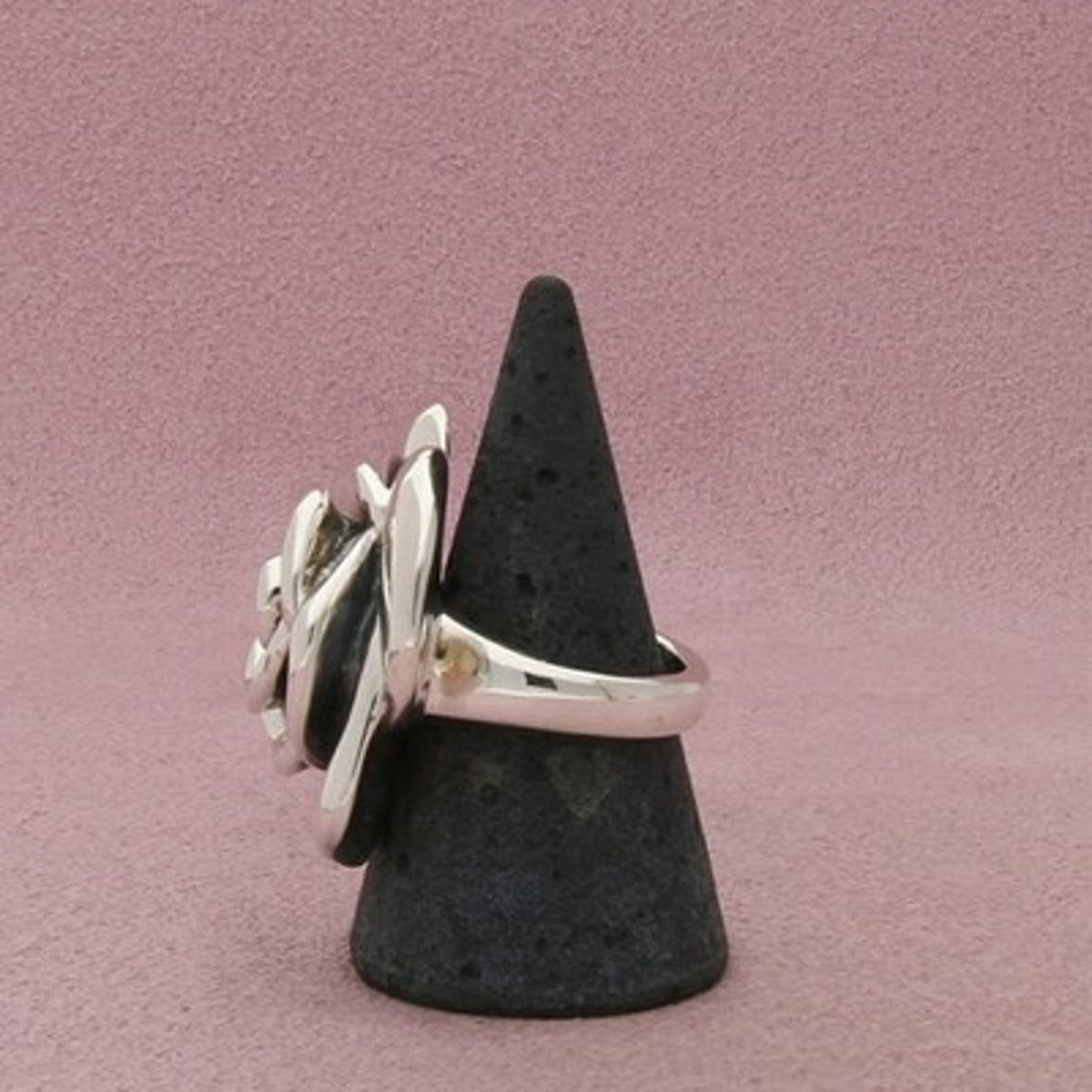 Sterling Silver Hollow Rose Flower Ring Size 8