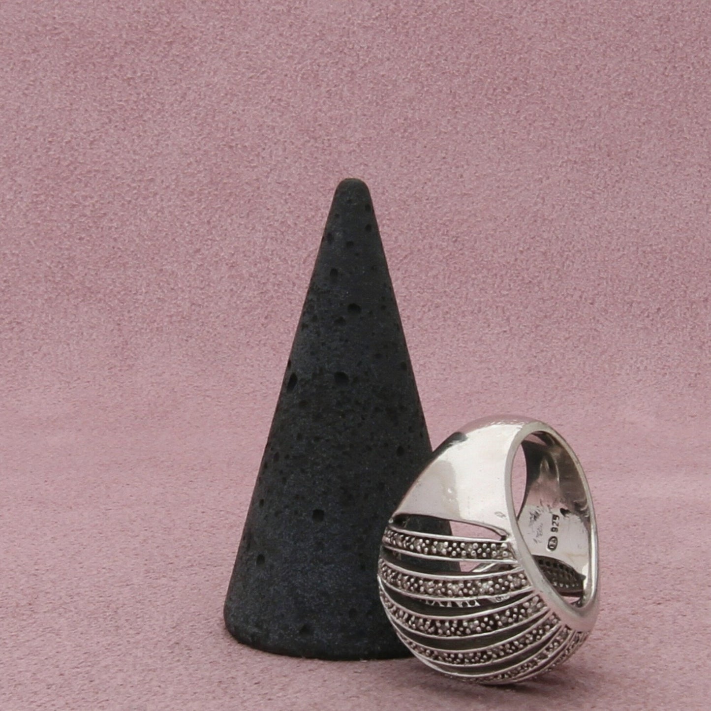 sterling silver diamond accent dome ring size 6.5