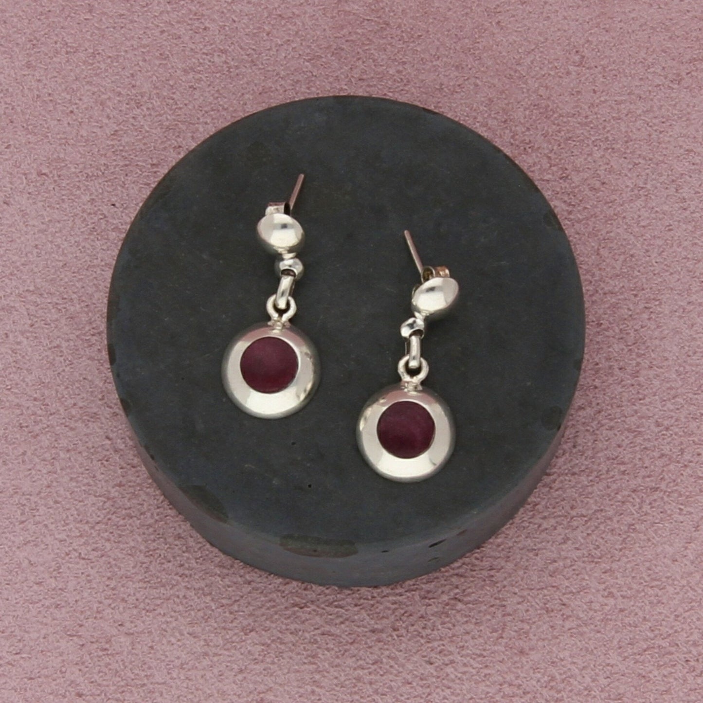 sterling silver purple spiny oyster dangle earrings