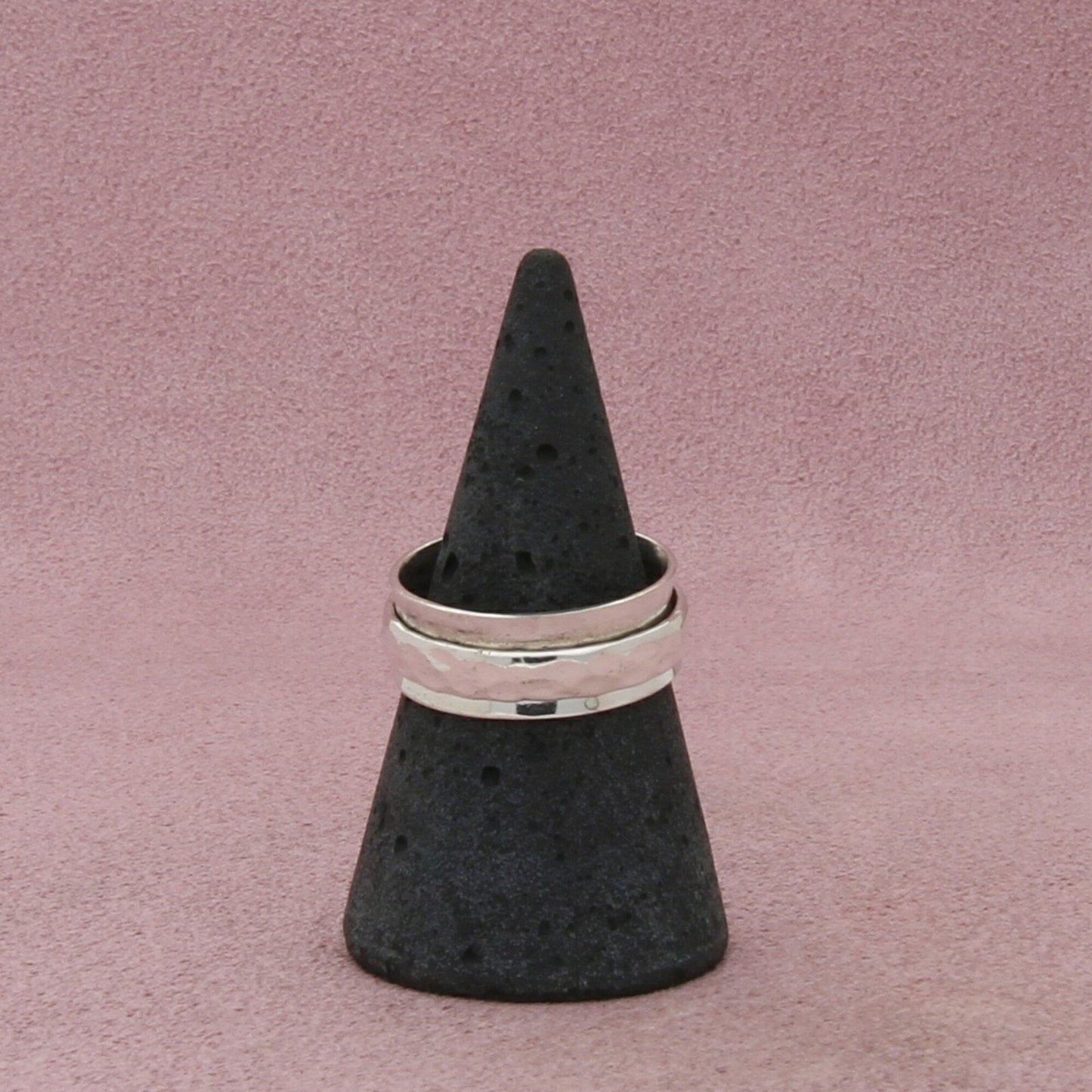 sterling silver hammered spinner band ring size 7