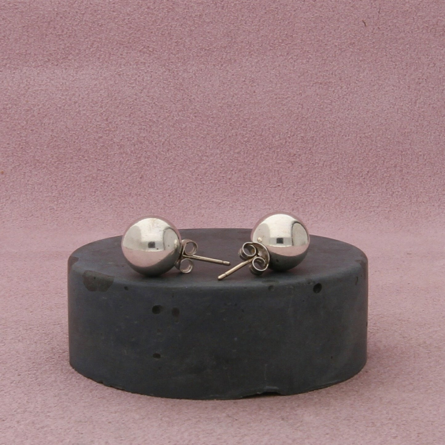sterling silver 10mm classic ball bead stud earrings