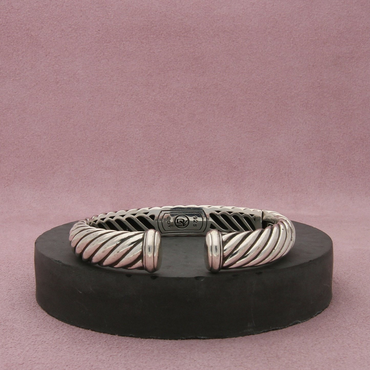 david yurman sterling silver waverly cable hinged cuff bracelet size 6in