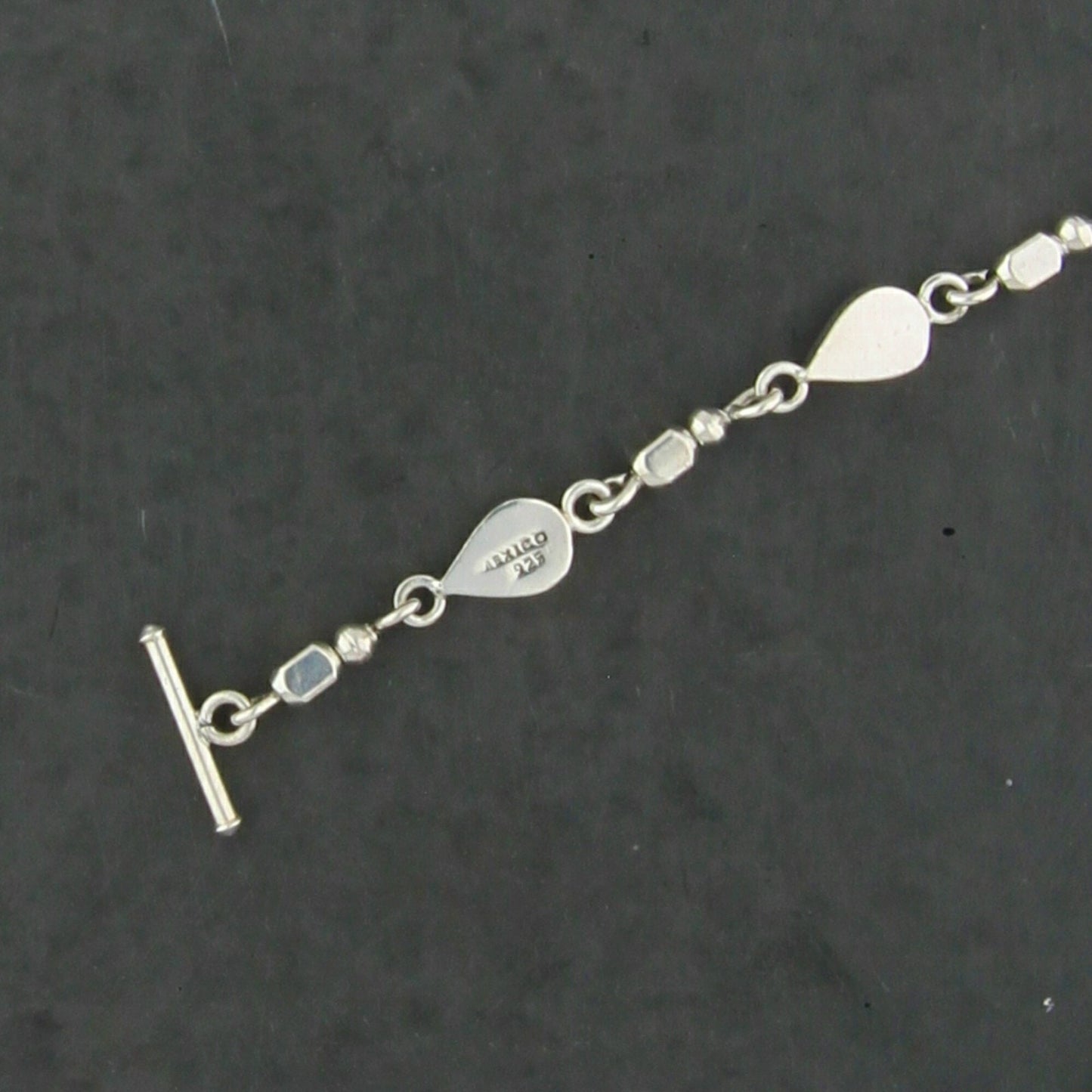 mexico sterling silver vintage tear drop link toggle necklace size 18in