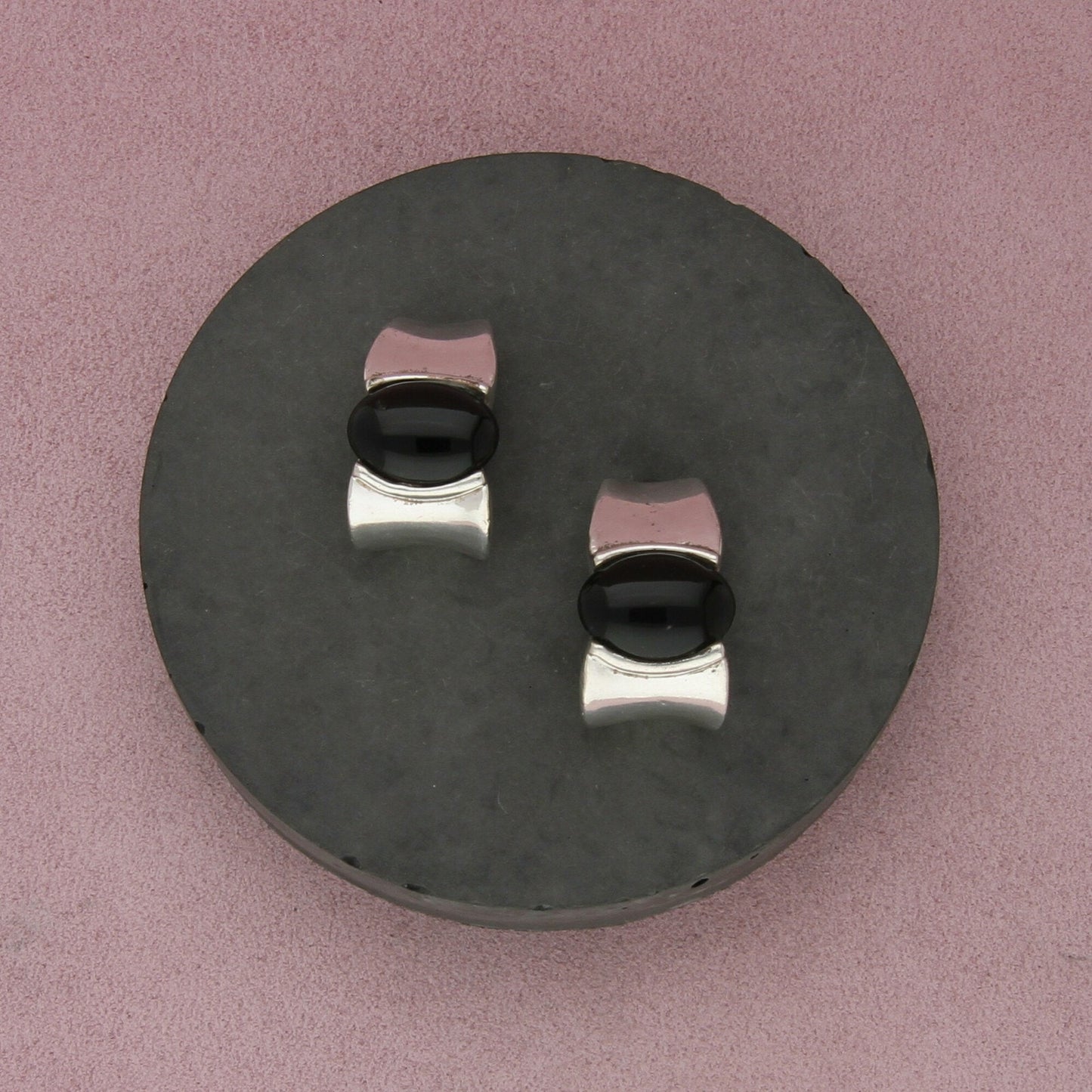 sterling silver vintage black onyx statement clip-on earrings
