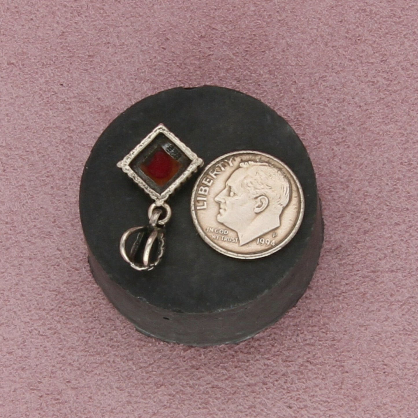 sterling silver vintage red jasper pendant