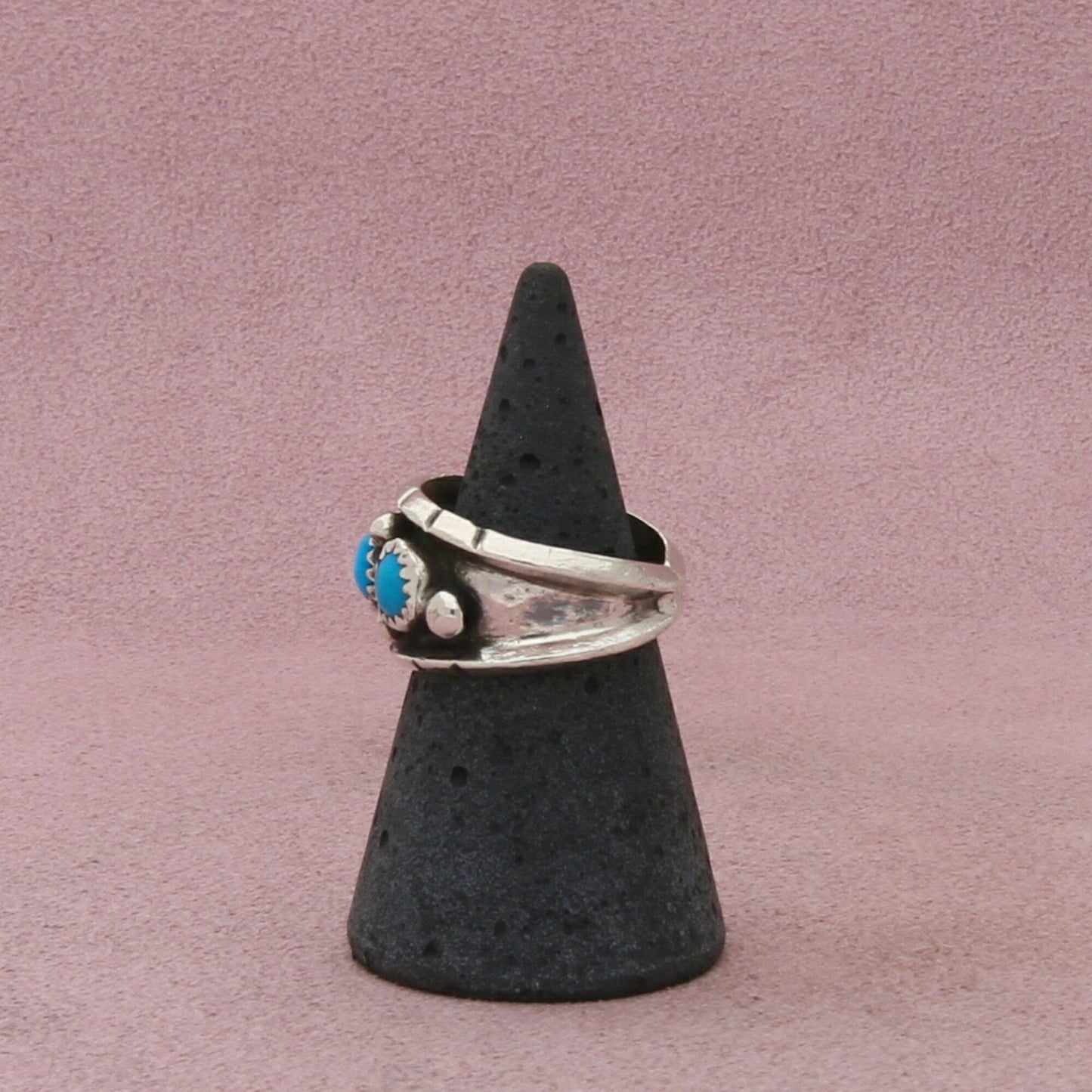 navajo sterling silver vintage beaded turquoise ring size 6.25