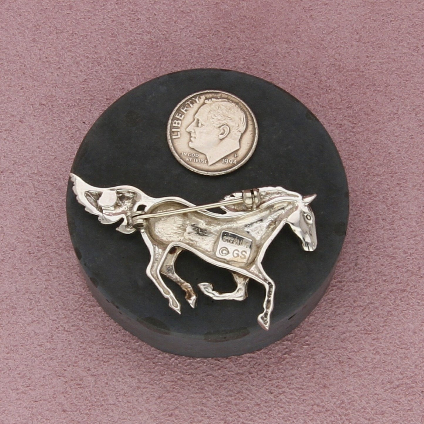 sterling silver vintage southwestern galloping horse brooch