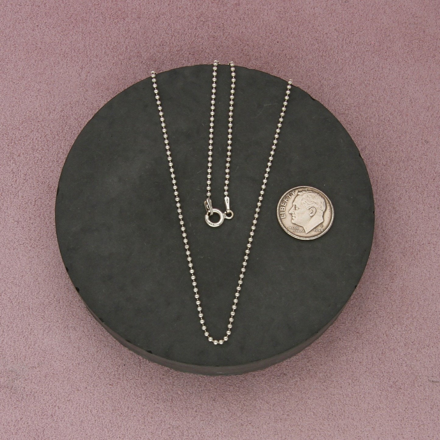 sterling silver 1mm bead chain necklace size 15.75in