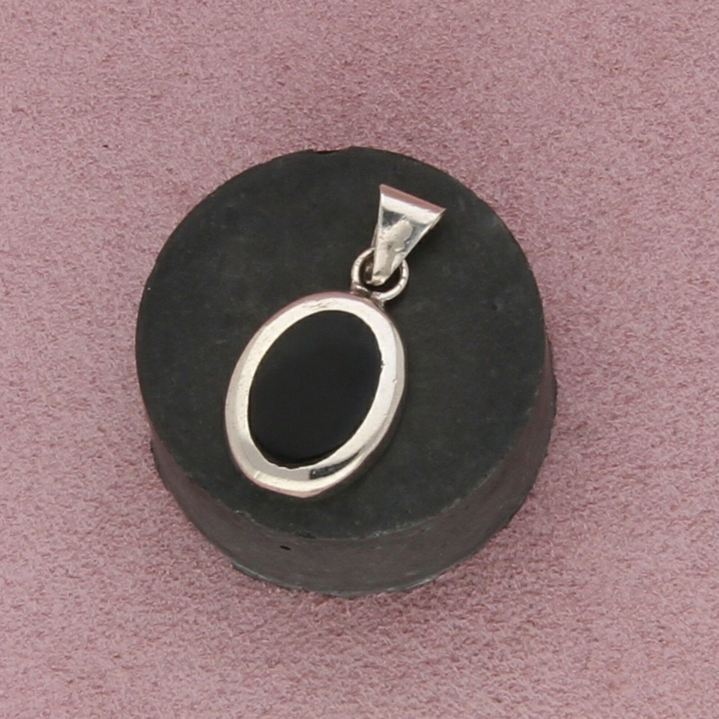 mexico sterling silver vintage black onyx oval pendant