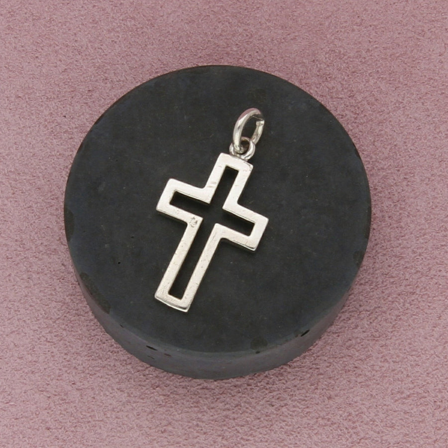 sterling silver vintage open cross pendant