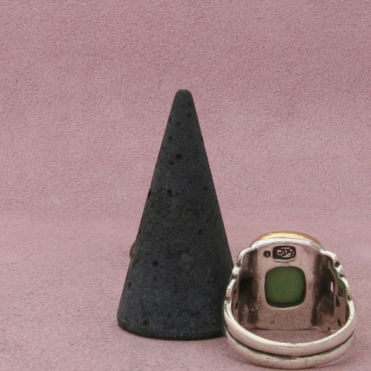 sterling silver mens vintage artisan two tone green turquoise ring size 13