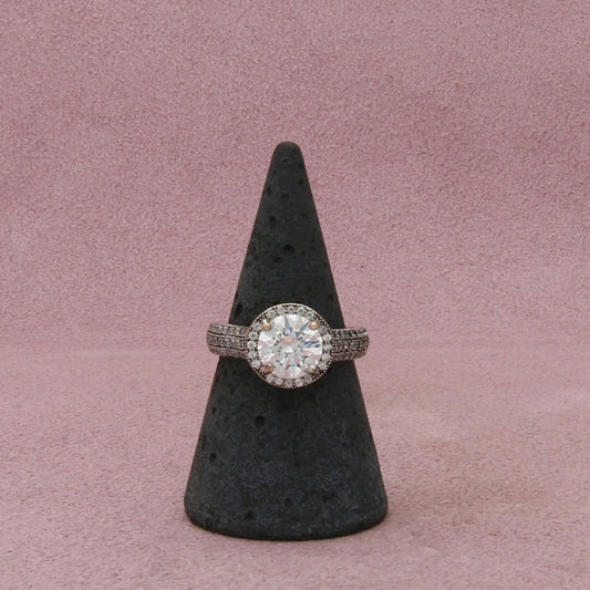 sterling silver round-cut cz halo ring size 7