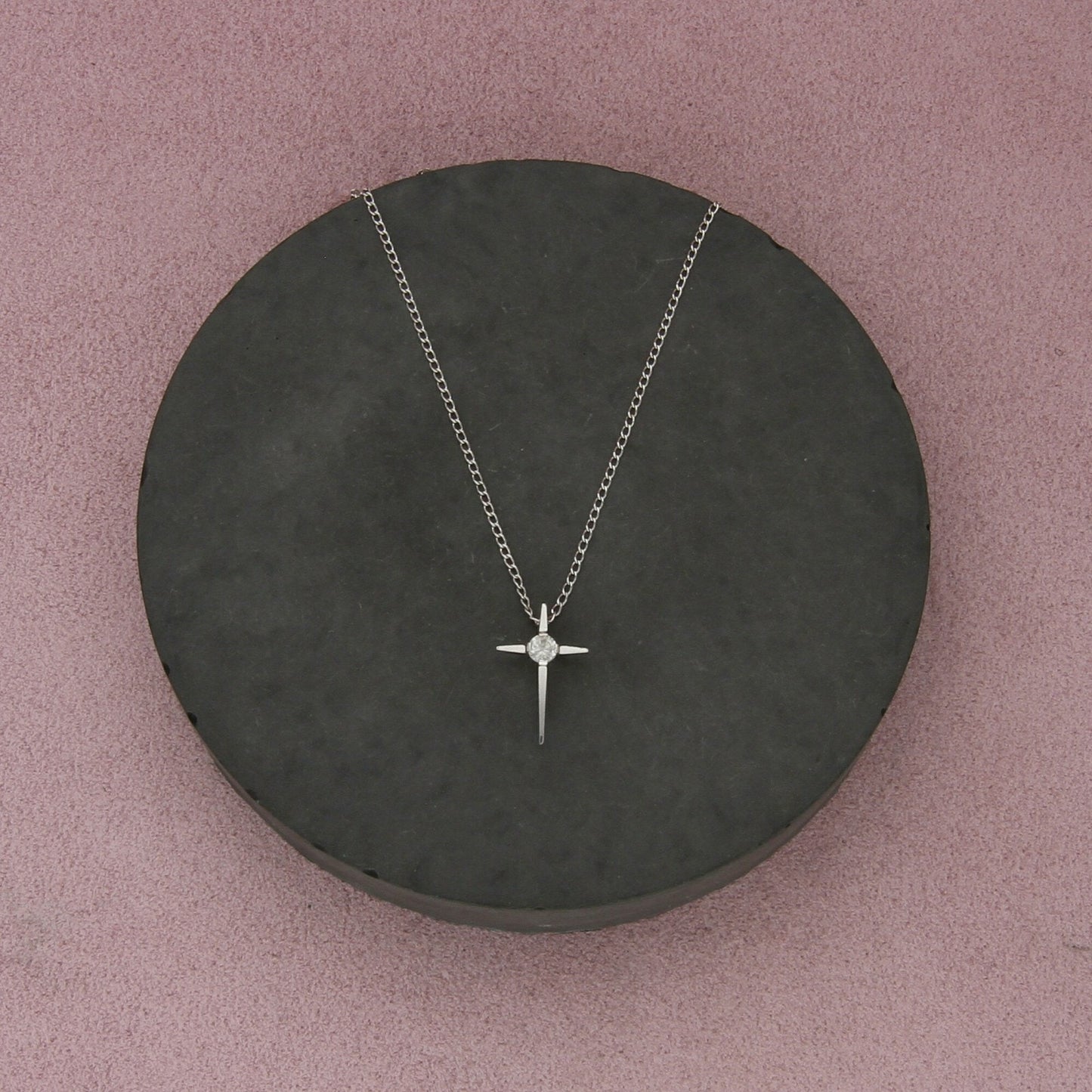 sterling silver vintage spinel cross necklace size 16in
