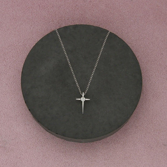 sterling silver vintage spinel cross necklace size 16in